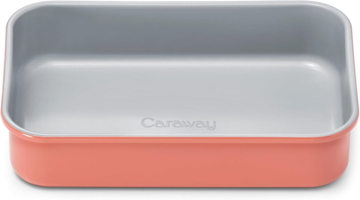 Caraway Nonstick 9” x 6.5” Small Rectangle Baking Pan – Non-Toxic, PTFE & PFOA Free – Aluminized Steel Core – Deep Ceramic Baking Pan for Casseroles, Lasagna & More - Perracotta