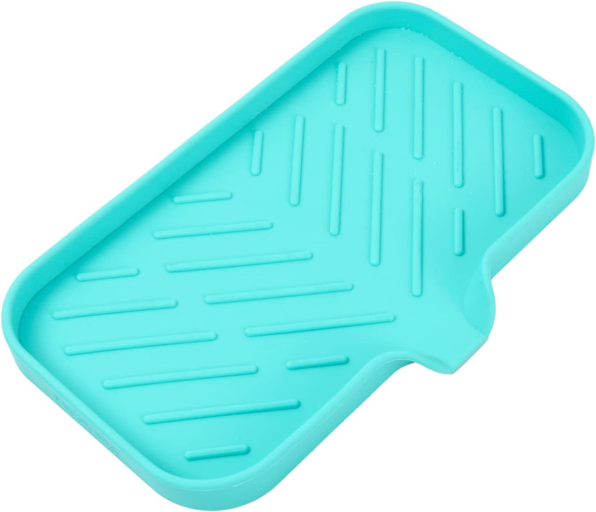 Silicone Bathroom Soap Dishes with Drain Spout-Bathroom and Kitchen Sink Organizer,Sponge Holder,Dish Soap Tray,Perfect for Dispenser,Scrubber,Bottle,Cup on Sink or Counter-Mint 9.6"×5.3"