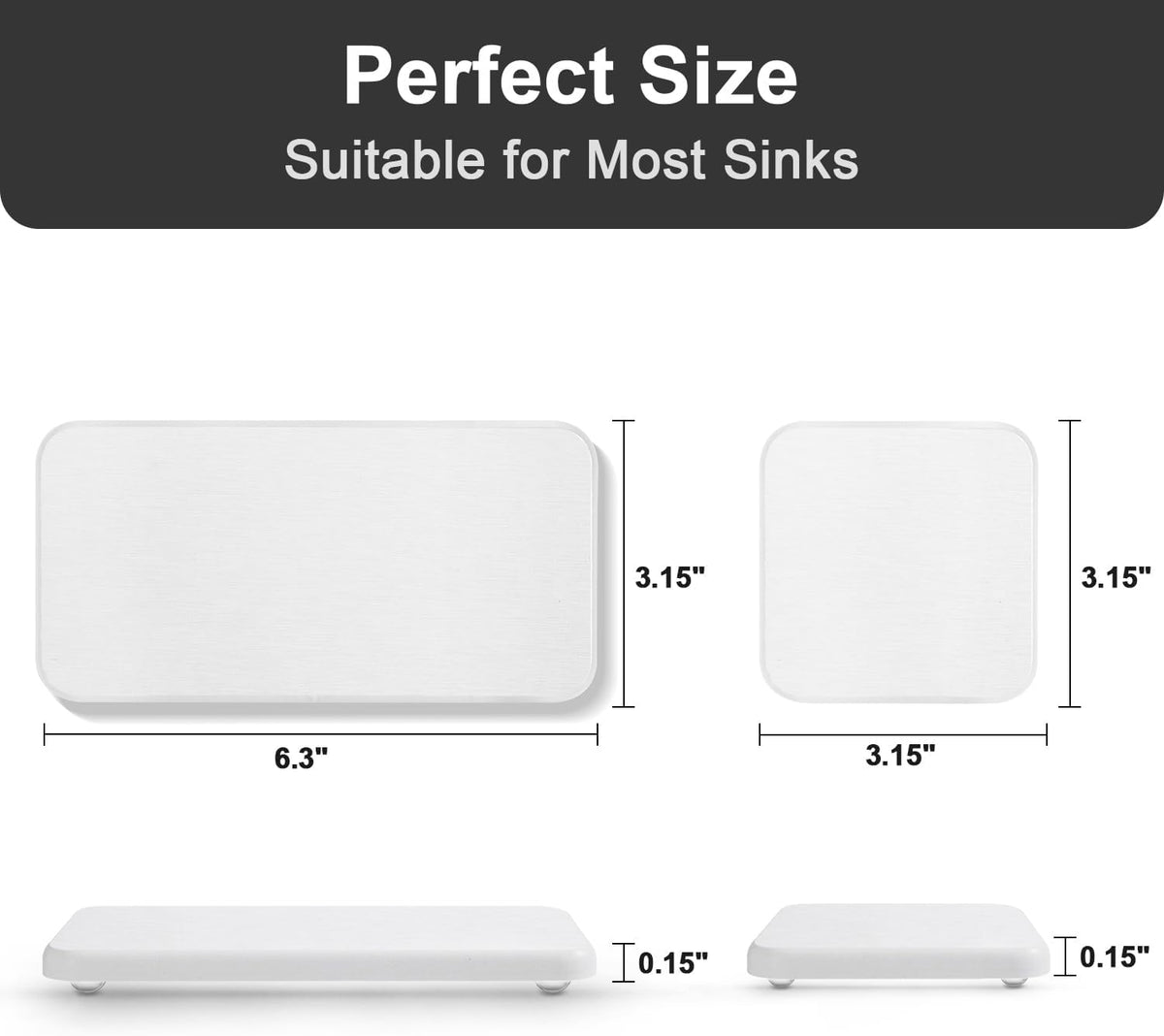 Water Absorbing Stone Tray for Sink | Quick Drying Diatomaceous Earth Coasters | Soap Dish Holder & Toothbrush Holder for Bathroom Counter | Hand Soap & Plant & Toiletries | White 4-Pack