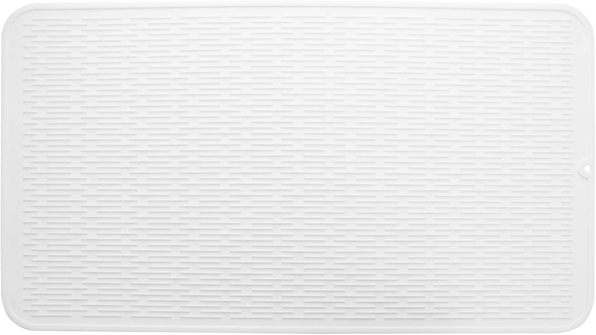 Silicone Dish Drying Mat for Multiple Usage,Easy clean,Eco-friendly,Heat-resistant Silicone Mat for Kitchen Counter or Sink,Refrigerator or Drawer Liner White 4XL 32 inches x 18 inches