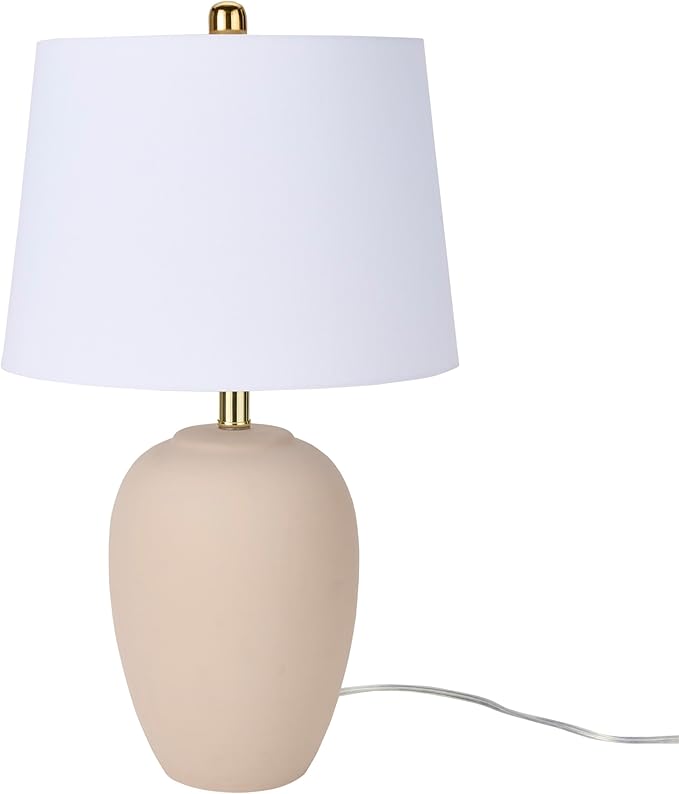 Nourison Home 23" Light Pink Ceramic Jar Table Lamp for Bedroom, Living Room, Dining Office, with White Shade (Pack of 1)