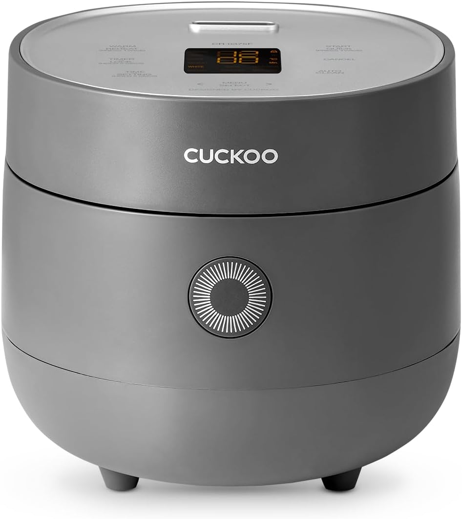 CUCKOO Rice Cooker 3 Cup Uncooked / 6 Cup Cooked, Modern Fuzzy Logic Rice Cooker Small with Delay Timer & Keep Warm Setting, Versatile Food Steamer for Cooking, Non-Stick Inner Pot, Gray (CR-0375FG)