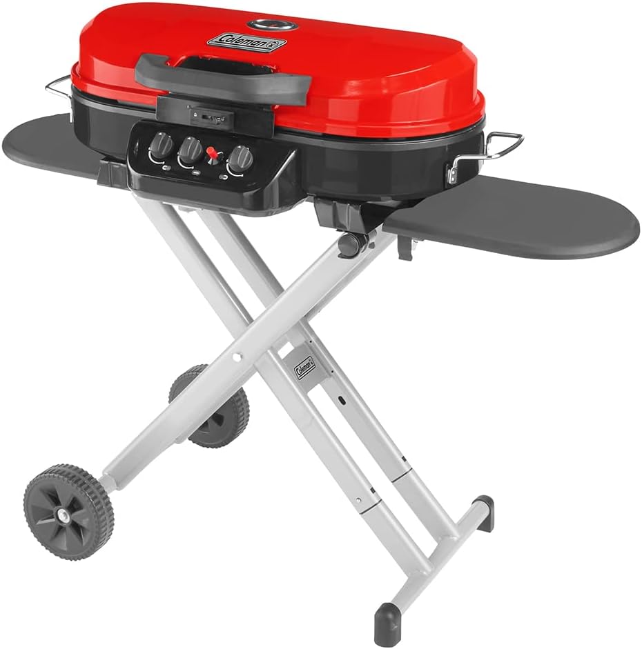 Coleman RoadTrip 285 Portable Stand-Up Propane Grill with 3 Adjustable Burners & Instastart Ignition, 20,000 BTUs of Power for Outdoor Cooking, Camping, Tailgating, Grilling, BBQs, & More