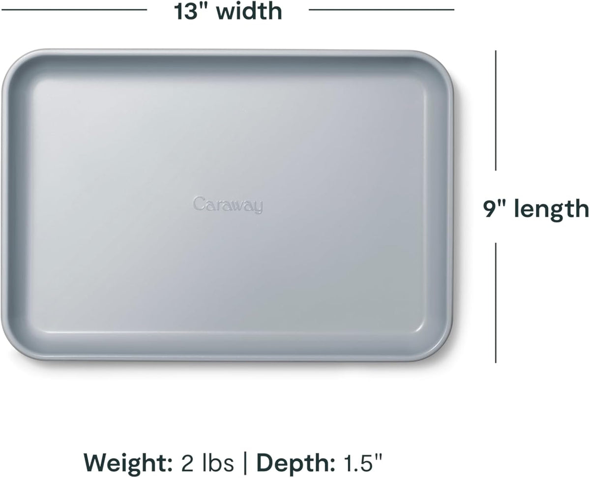 Caraway Nonstick Ceramic Small Baking Sheet Duo (9x13”) – Non-Toxic, PTFE & PFOA Free – Oven Safe – Aluminized Steel Core – Mini Sheet Pan for Baking, Roasting & More - Perracotta