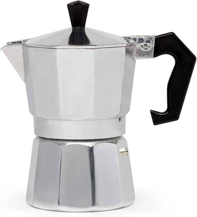 Primula Classic Stovetop Espresso and Coffee Maker, Moka Pot for Italian and Cuban Café Brewing, Greca Coffee Maker, Cafeteras, 3 Espresso Cups, Silver