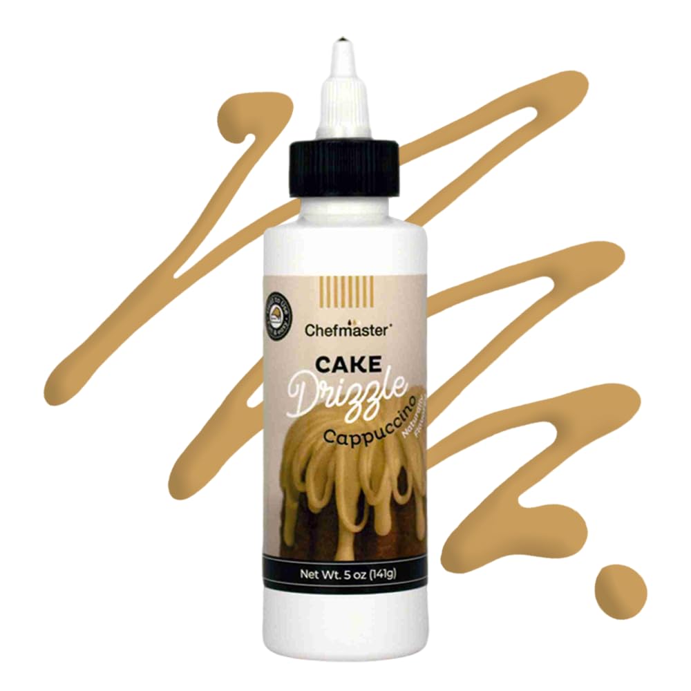 Cappuccino-Flavored Cake Drizzle by Chefmaster, Edible Cake Drip Frosting for Decorating, Drip for Cakes, Cupcakes, Cookies, Donuts, 5 oz