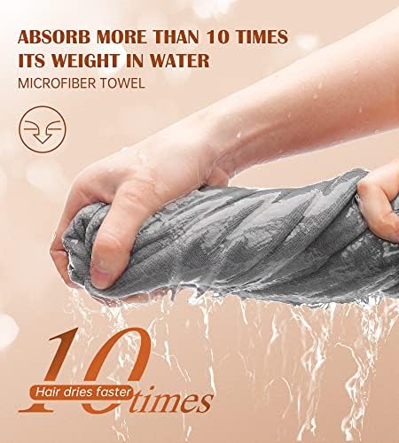 POPCHOSE Microfiber Hair Towel Wrap, Fast Drying Hair Turban, Soft Ultra Absorbent, Gifts Stocking Stuffers for Women, No Frizz Hair Wrap Towels for Women Wet Hair, Curly, Longer, Thicker Hair