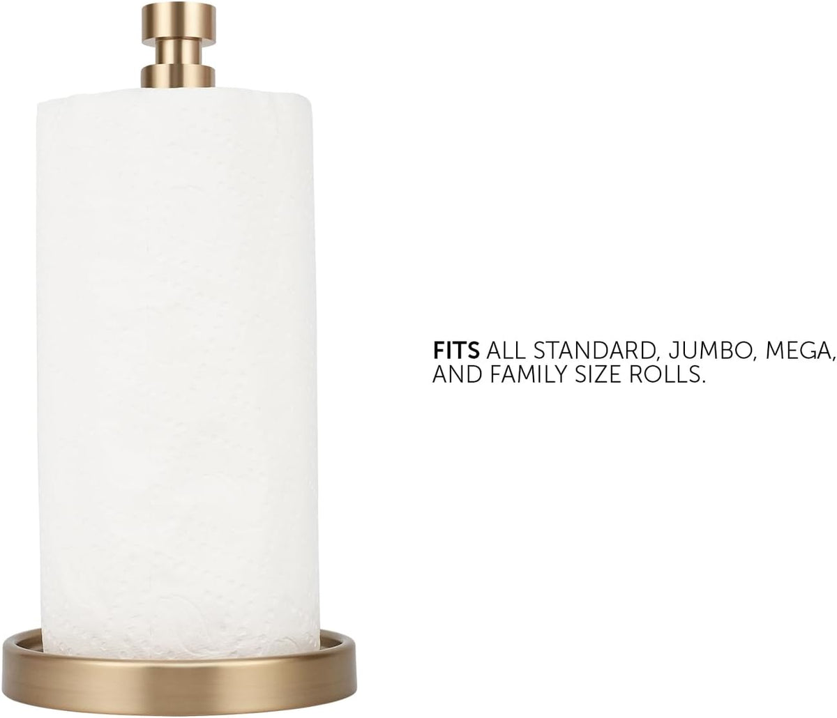Ivilon Countertop Paper Towel Stand - Steady and Easy Tear - Fits All Paper Towel Rolls - Warm Gold