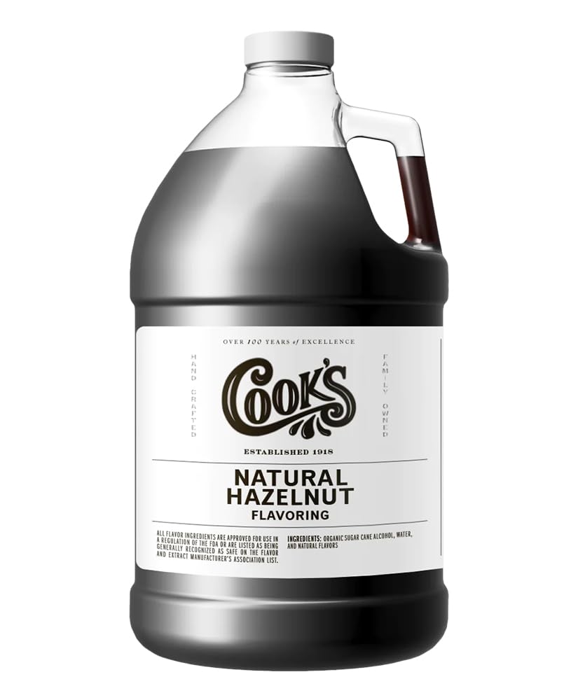 Cook's, Pure Hazelnut Flavor, Perfect for Baking and Cooking, Certified Kosher, Gluten Free, Allergen Free, Vegan, 128 oz (1 Gallon)