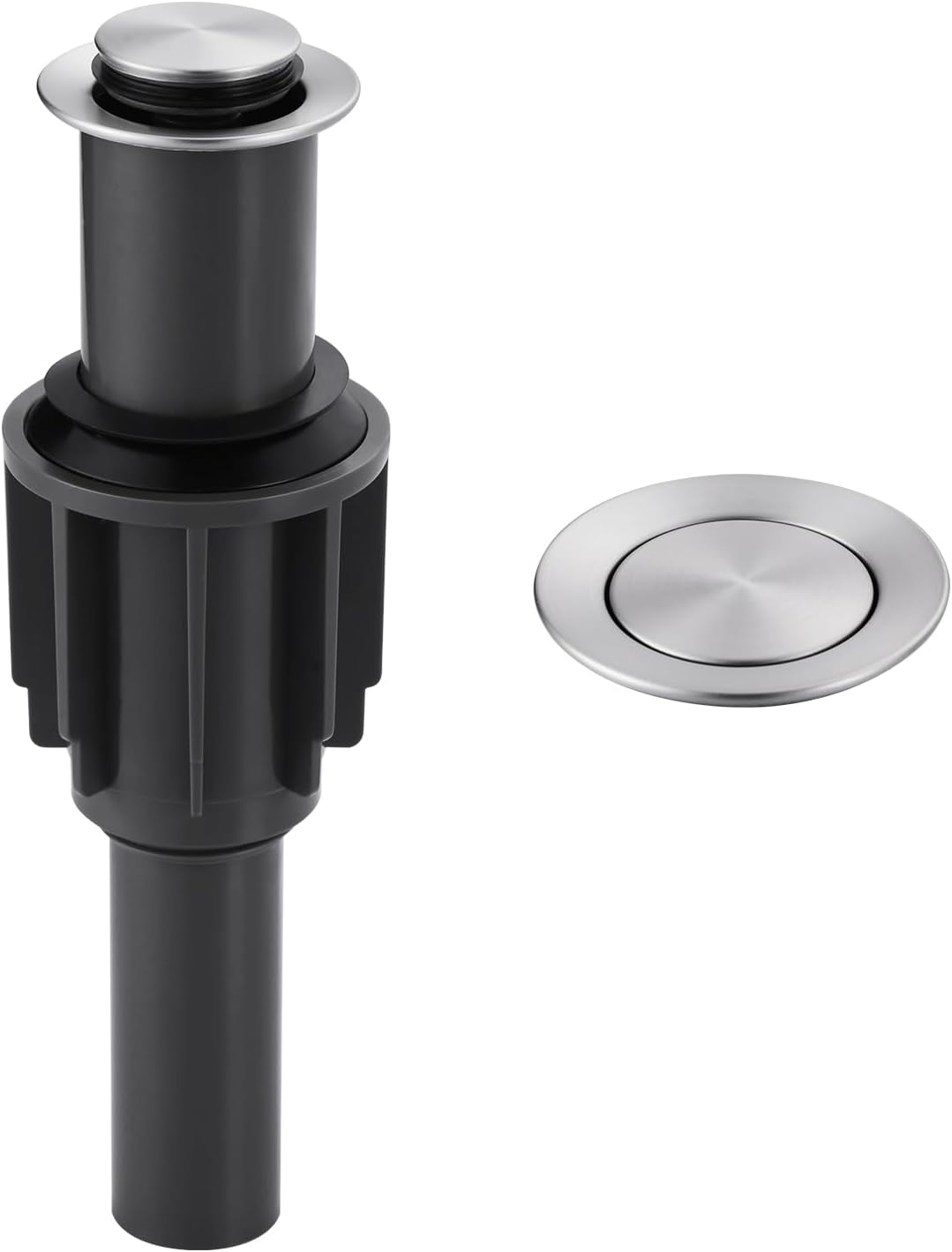 ALEASHA Pop Up Sink Drain Without Overflow, Bathroom Sink Drain Vessel Sink Stopper Pop Up Sink Drain Stopper, Pop Up Drain for Bathroom Sink Drain Strainer for Hair Catcher,Brushed Nickel