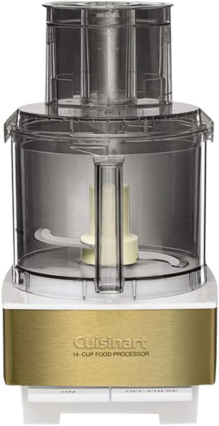 Cuisinart Food Processor 14-Cup Vegetable Chopper for Mincing, Dicing, Shredding, Puree & Kneading Dough, White/Gold Stainless Steel, DFP-14WGY