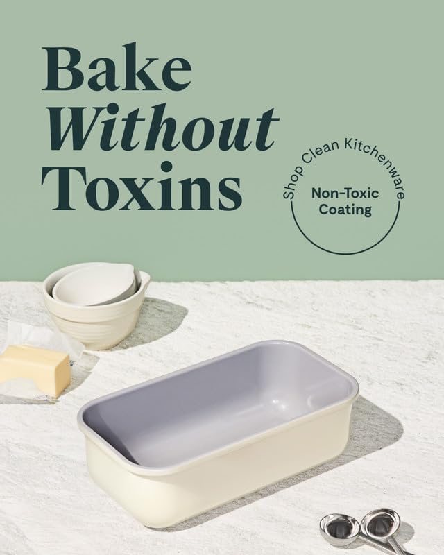 Caraway Non-Stick Ceramic 1 lb Loaf Pan - Naturally Slick Ceramic Coating - Non-Toxic, PTFE & PFOA Free - Perfect for Pound Cakes, Breads, & More - Slate