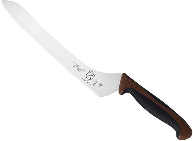 Mercer Culinary Millennia Color Handle Cutlery 9" Offset Bread Knife (Wavy Edge) Brown