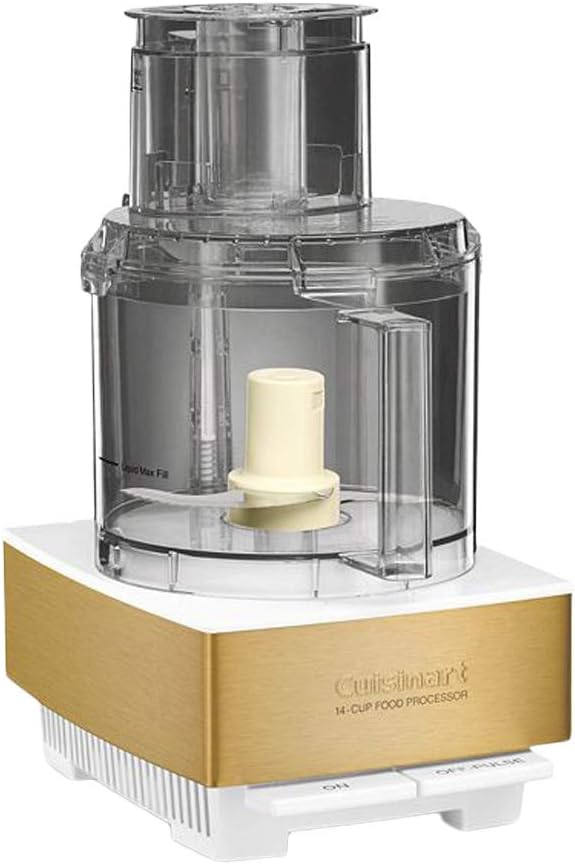 Cuisinart Food Processor 14-Cup Vegetable Chopper for Mincing, Dicing, Shredding, Puree & Kneading Dough, White/Gold Stainless Steel, DFP-14WGY