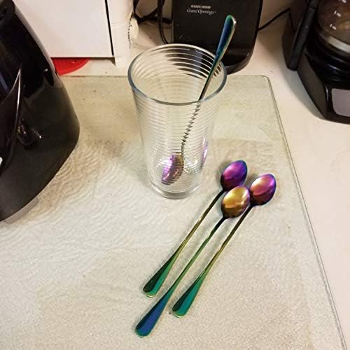 10 Piece Long Handle Iced Tea Spoon, Stainless Steel Coffee Mixing Spoons - Long Cream Dessert Spoons