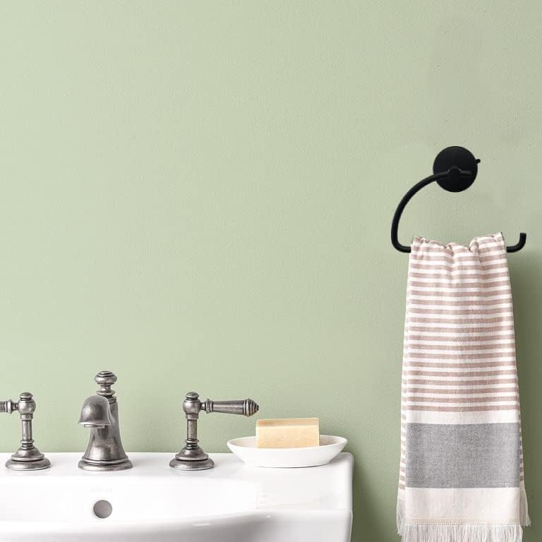 DGYB Suction Cup Hand Towel Ring Black Hand Towel Holder for Bathroom Wall SUS 304 Stainless Steel Kitchen Towel Hanger