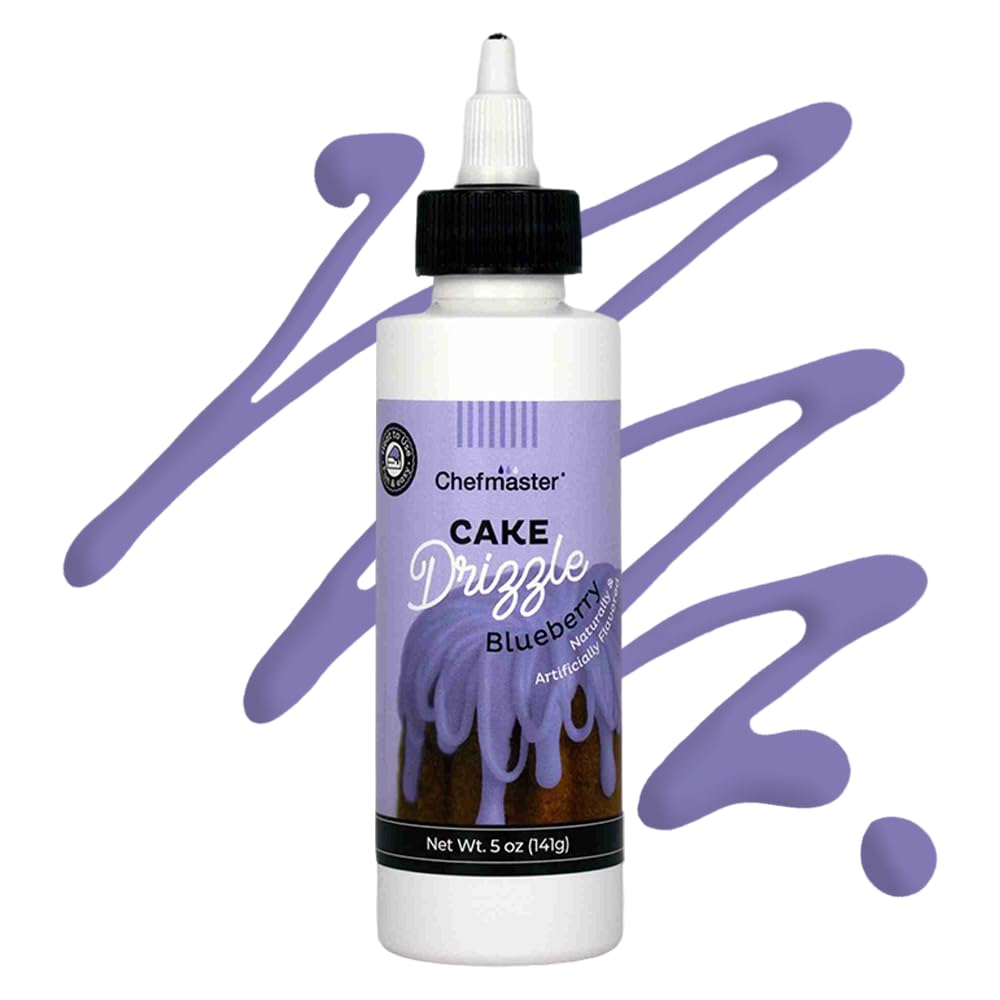Blueberry-Flavored Cake Drizzle by Chefmaster, Edible Cake Drip Frosting for Decorating, Drip for Cupcakes, Cookies, Donuts, 5 oz