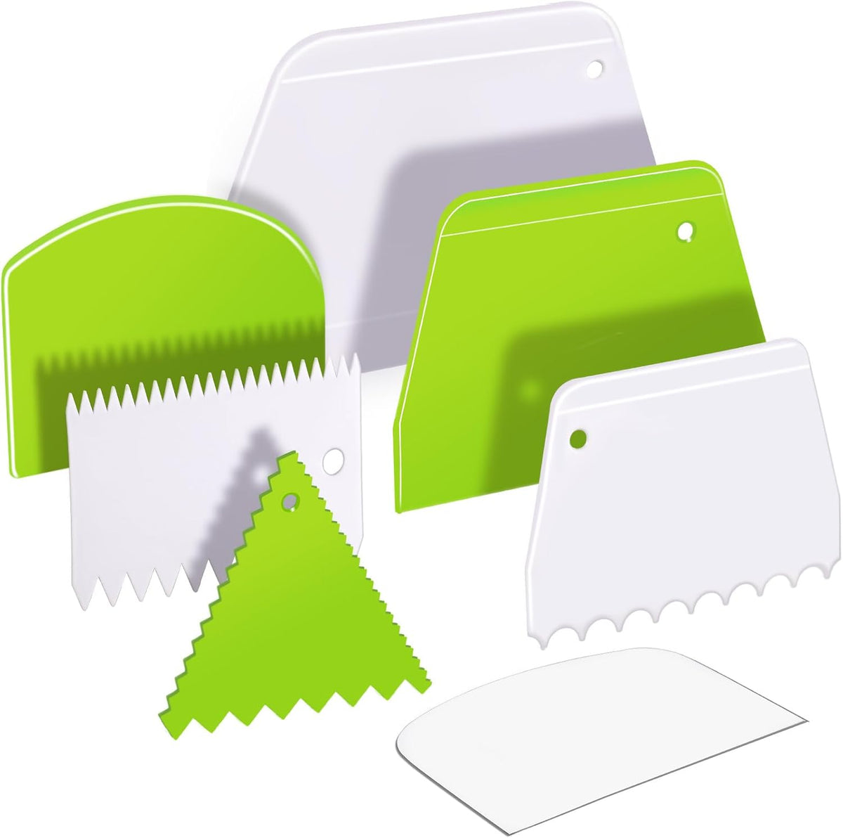 Teenitor 7 Pcs Cake Scraper, Bench Scraper Dough Scraper Cake Smoother Bowl Scraper Cake Cutter Cake Decorating Kit