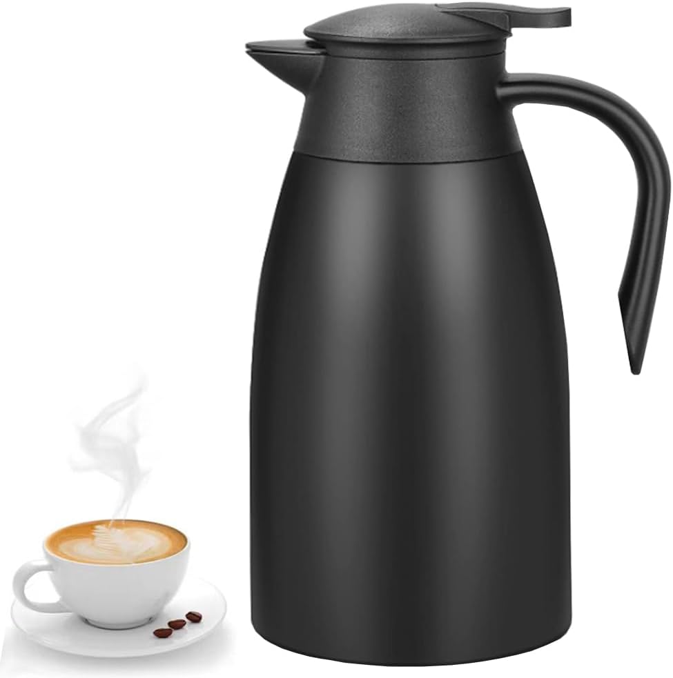 70 oz Thermal Coffee Carafe Stainless Steel, Insulated Coffee Carafe - Double Walled Vacuum Coffee Thermos Water Beverage Dispenser for Keeping12 Hour Hot/24 Hour Cold Water, Thermal carafe (Blake)