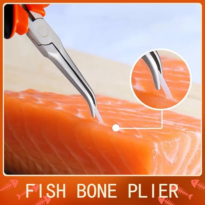 Fish Bone Pliers Tweezers 3pcs Fish Deboning Tools for All Kind of Fish Stainless Steel (3pcs)