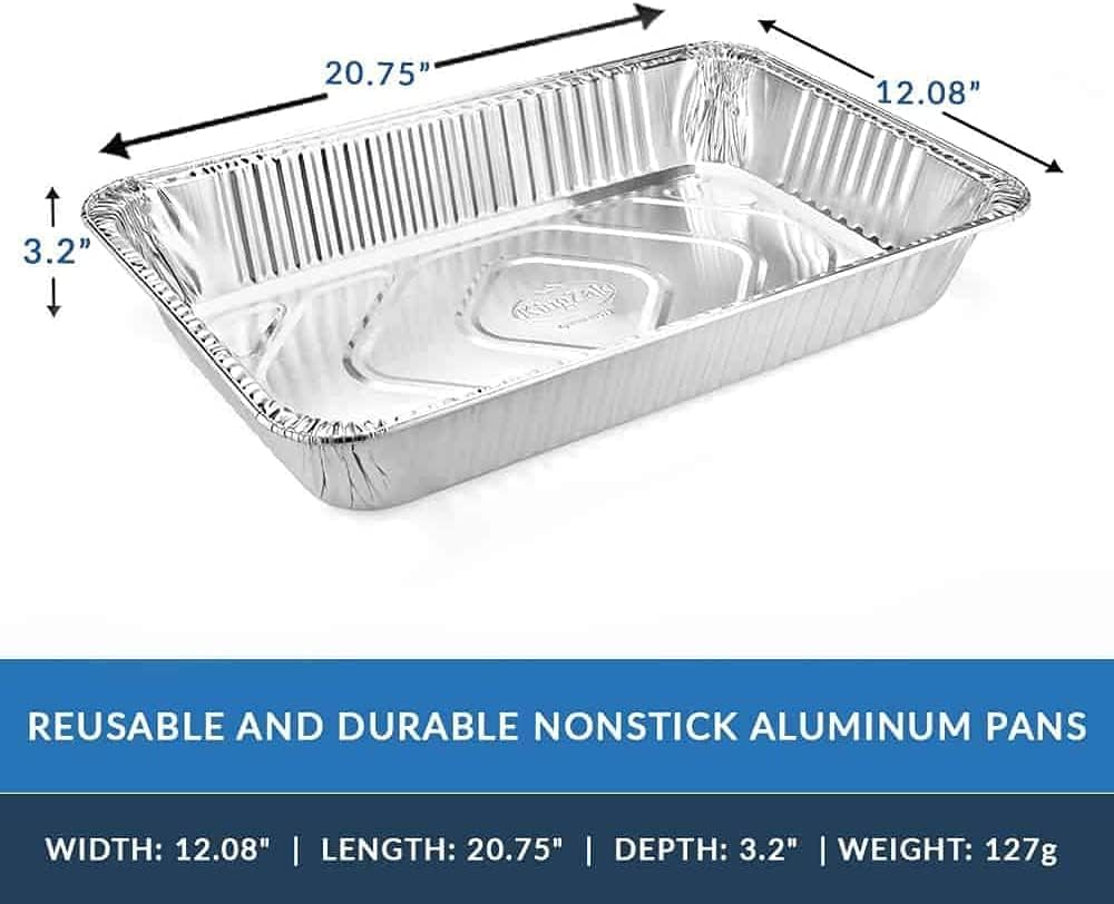 Aluminum Pans Full Size, Large Disposable Roasting & Baking Pan, 21"x13" Deep Foil Pans (100 Pack) Extra Heavy Duty Chafing Trays for Hotels, Restaurants, Caterers, Steam Table, Buffets & Bakeware