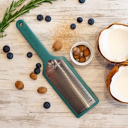 Microplane EcoGrate Series - Fine Cheese Grater with Peacock Blue Frame | USA-Made Blade