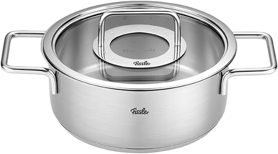 Fissler Pure Collection Stainless Steel 4.1 Quart Rondeau with Glass Lid