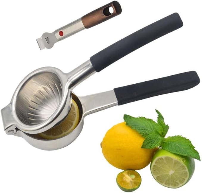 Lemon Squeezer Stainless Steel, Heavy Duty-Non-Slip Grip Design, Handheld Juice Press, Manual Citrus Juicer Tool for Fruit, Lemon, Lime, and Citrus Fruits