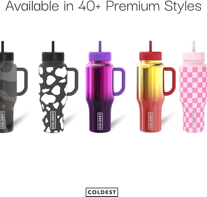 Coldest Tumbler with Handle and Straw - 100% Leak Proof Insulated Tumbler with Lid and Straw (3 Lids) - Stainless Steel Tumblers for Women & Men - Cup Holder Friendly Base, 46 oz (Morning Mist)
