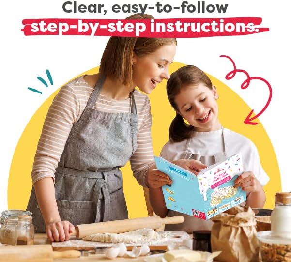 Confetti Swiss Roll Baking Kit For Kids 6-12, Real Jelly Roll Cake Making Set With Pre-Measured Ingredients, Cake Decorating For Girls And Boys With Cream And Rainbow Sprinkles, Kids Baking Gift Set