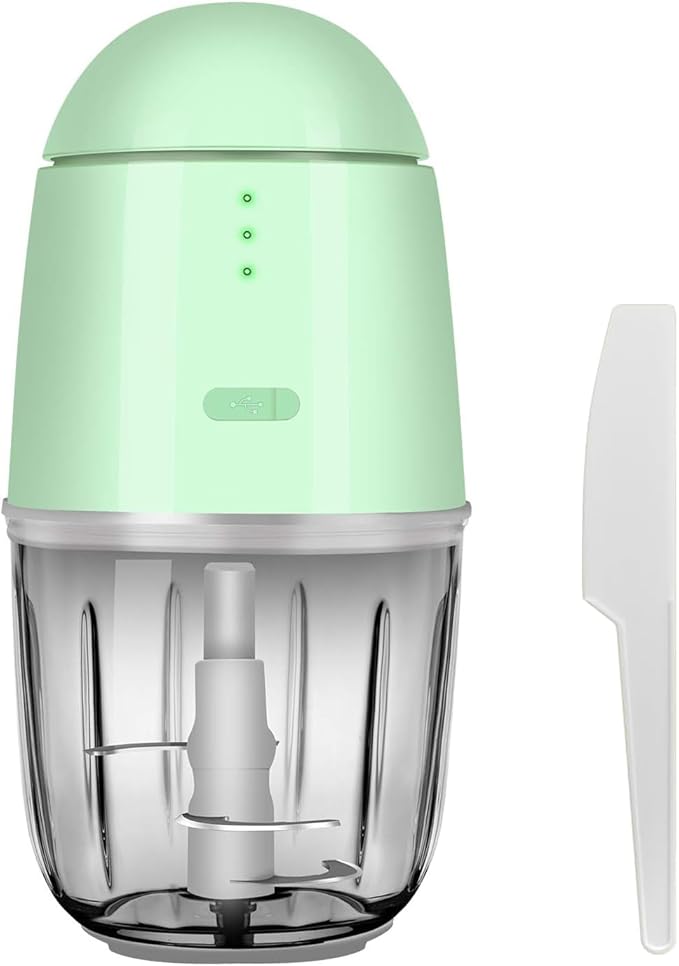 Mini Food Processor - Cordless Food Processor & Portable Small Food Chopper for Meat Vegetables Fruit Salad Onion Garlic, Kitchen 1.3Cup, 300ml, 150 Watts,Glass Container Dishwasher Safe