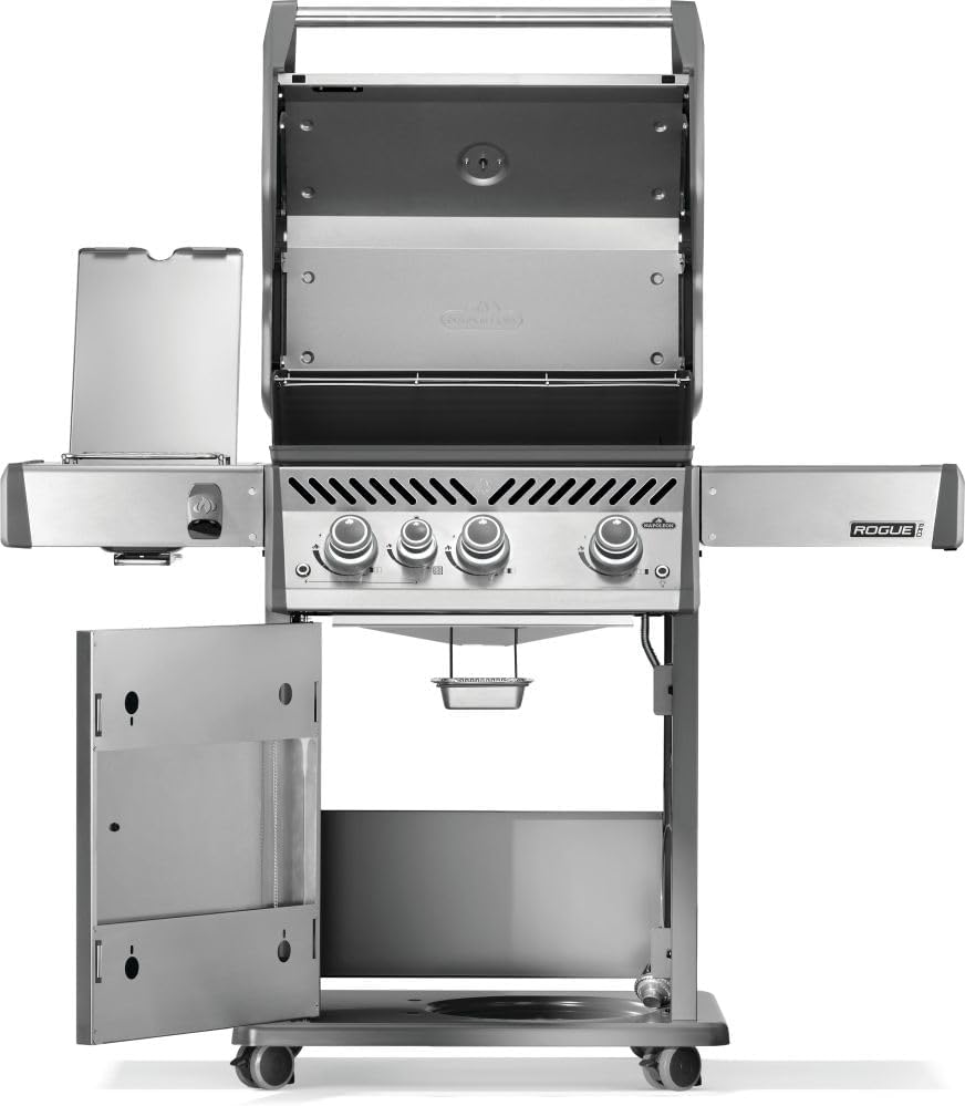 Napoleon Rogue PRO 425 Natural Gas Grill with Infrared Side Burner, Stainless Steel, Durable 4-Burner Gas BBQ