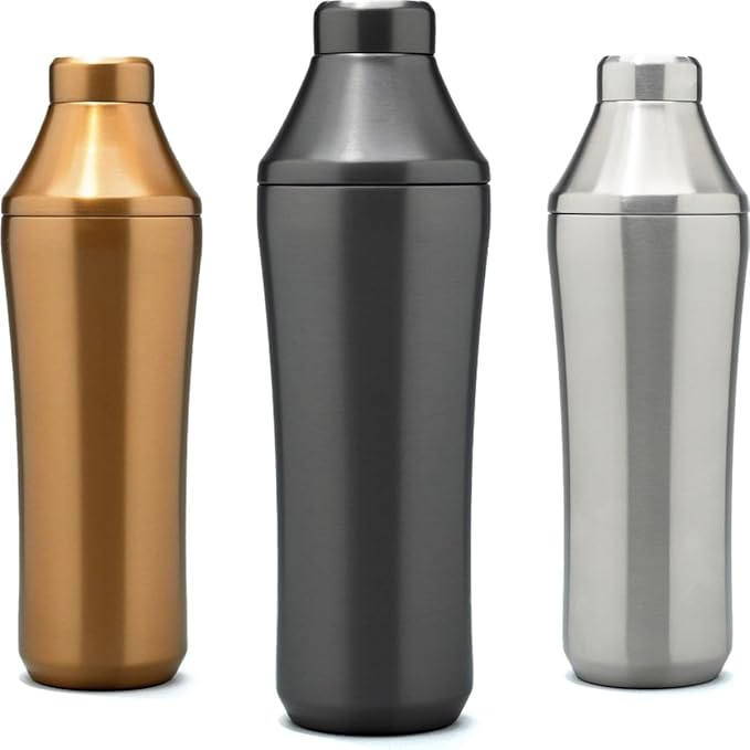 Elevated Craft Hybrid Cocktail Shaker - Premium Vacuum Insulated Stainless Steel Gunmetal Cocktail Shaker - Innovative Measuring System - Martini Shaker for the Home Bartender - 28oz Total Volume