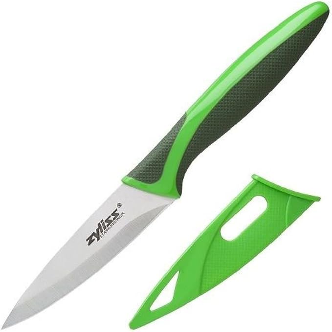 ZYLISS Paring Knife with Sheath Cover, 3.5-Inch Stainless Steel Blade, Green