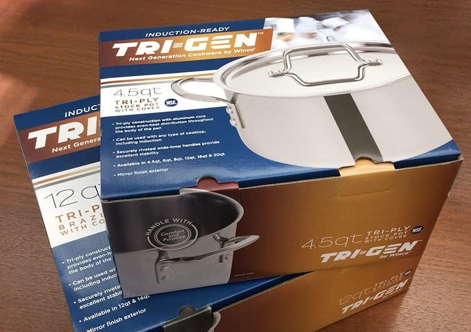 WINCO Tri-Ply Stock Pot, 8-quart, Silver