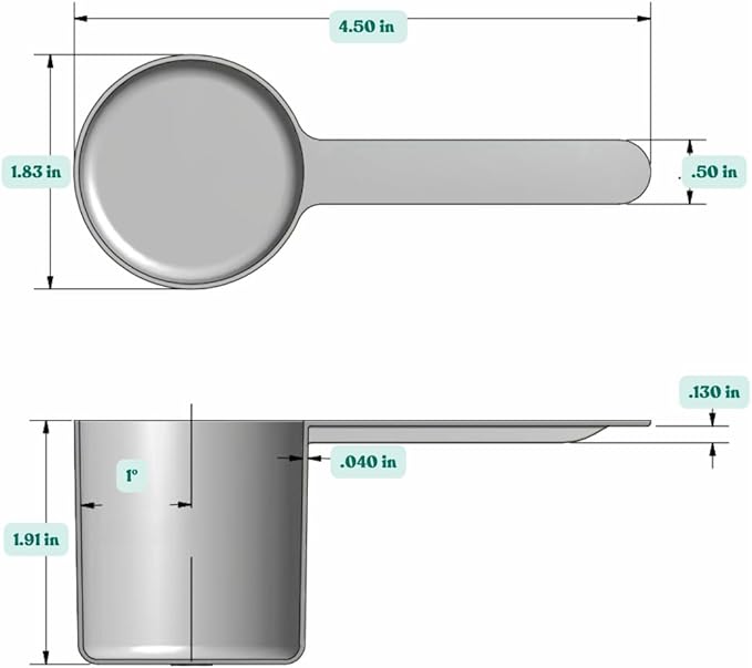 70 mL (2.37 Oz. | 4.73 Tablespoon) Long Handle Scoop for Measuring Coffee, Pet Food, Grains, Protein, Spices and Other Dry Goods (Pack of 1)