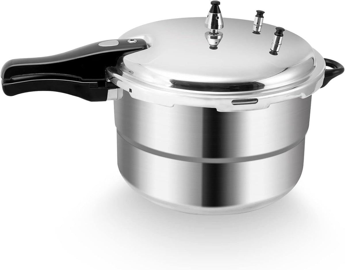 16 Quart Pressure Cooker, 10 Psi Induction Compatible Pressure Canner w/Stainless Steel Honeycomb Base, Heavy Gauge Aluminum, Quality Steamer Rack Included