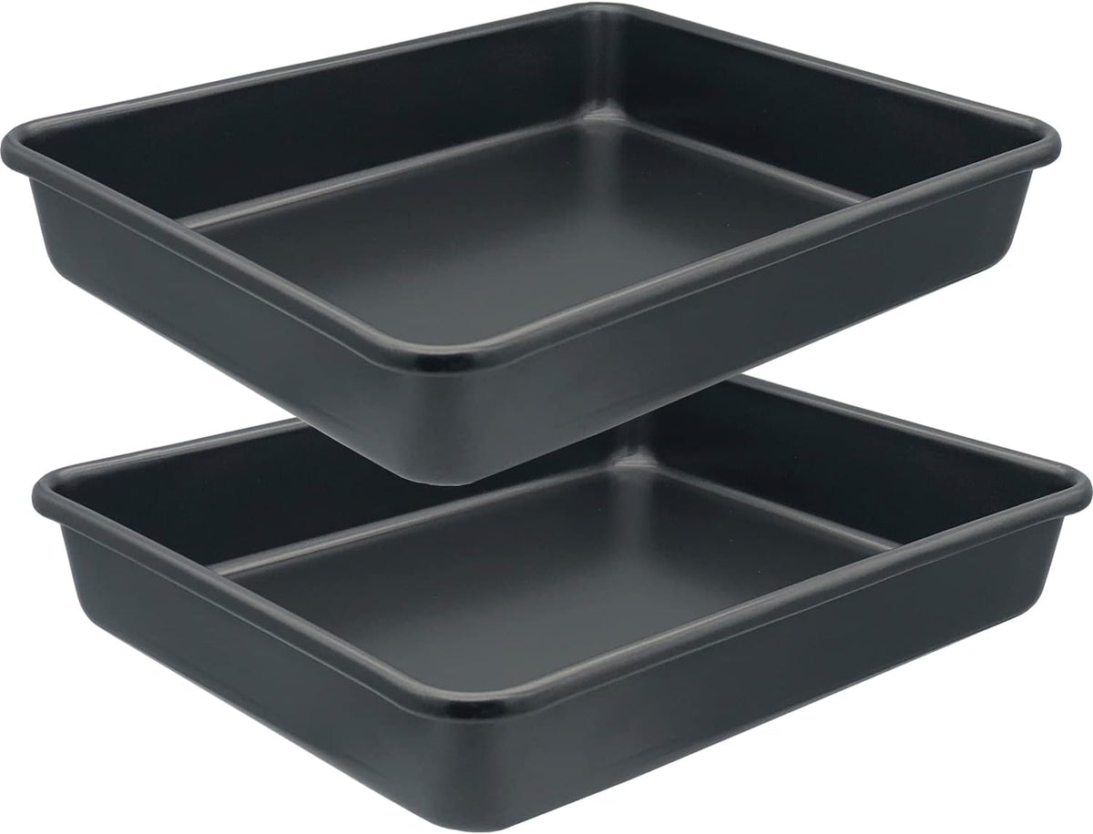 Small Baking Pans 11x9 Inch 2Pcs Mini Cookie Sheets Toaster Oven Tray Nonstick Thicken Brushed Carbon Steel No Warp Magnetic 1 to 2 Person Bakeware by HYTK