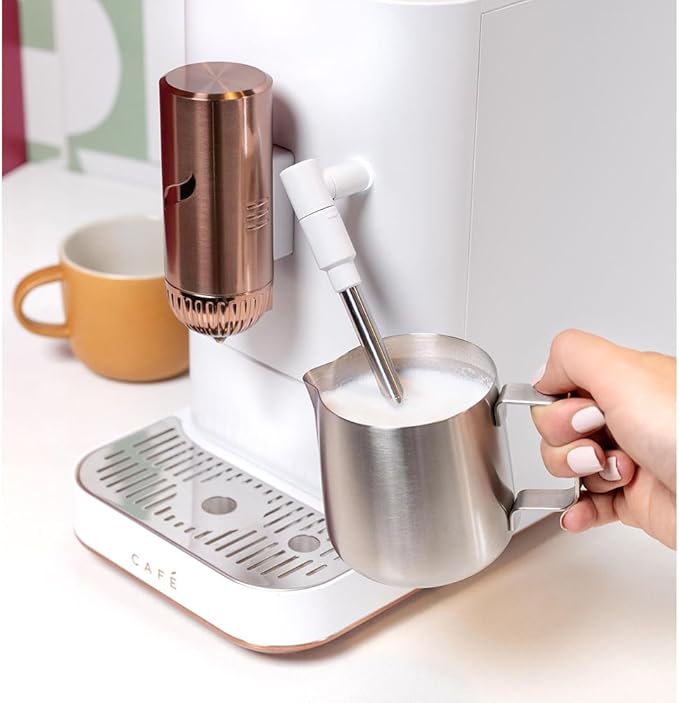 Cafe Affetto Automatic Espresso Machine & Milk Frother with Built In & Adjustable Espresso Bean Grinder, One-Touch Brew in 90 Seconds, Wifi & Smart Connected, Removable 1.2L Water Tank, Matte White