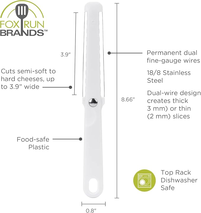 Fox Run Cheese Slicer Stainless Steel, Dual-Sided Thick and Thin Cheese Slicer