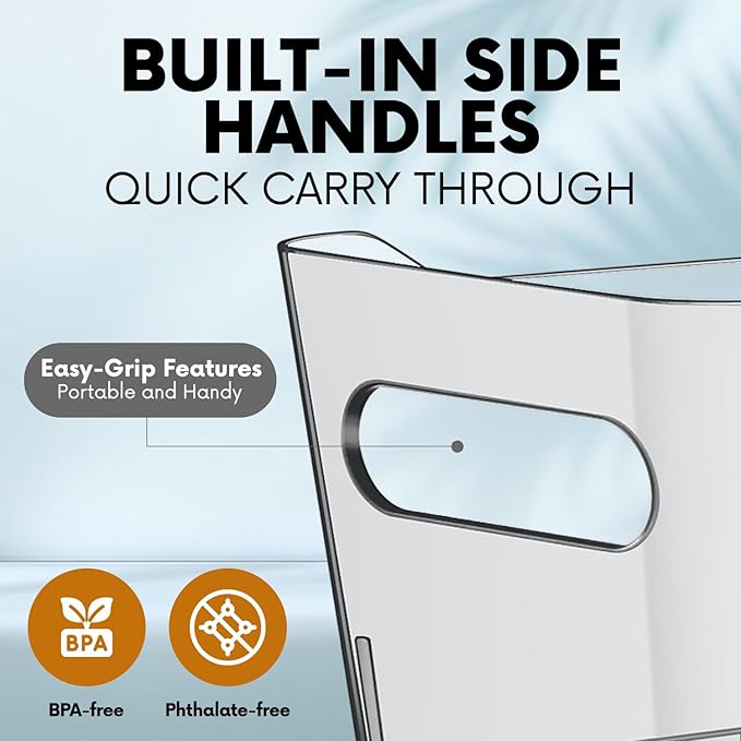 Clear Plastic Storage Bins with Labels, Pantry Organizers and Storage Containers Fridge Organizer Bins Kitchen Cabinet Organization for Organizing Medicine Cabinet Organizer Bin Bathroom Refrigerator