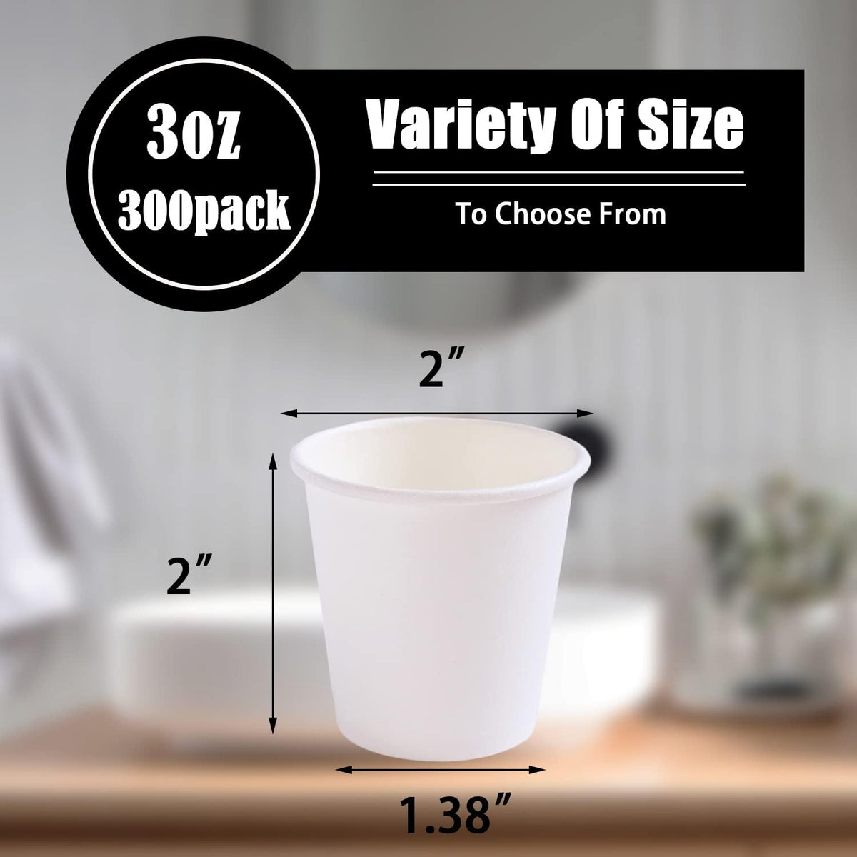 Lamosi 300 Pack 3 oz Paper Cups for Bathroom, Disposable Small Mouthwash Cup, 3oz Mini Espresso Cups for Travel, Party, Picnics, Home, Applicable to Cup Dispenser