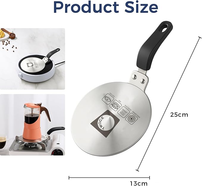 Glass Moka Pot for Stovetop & Induction - Italian Espresso Maker with Wood Handle & Leak-Proof Design - Comes with Induction Heat Diffuser Plate (6 Cup, Pale orange 240ml)