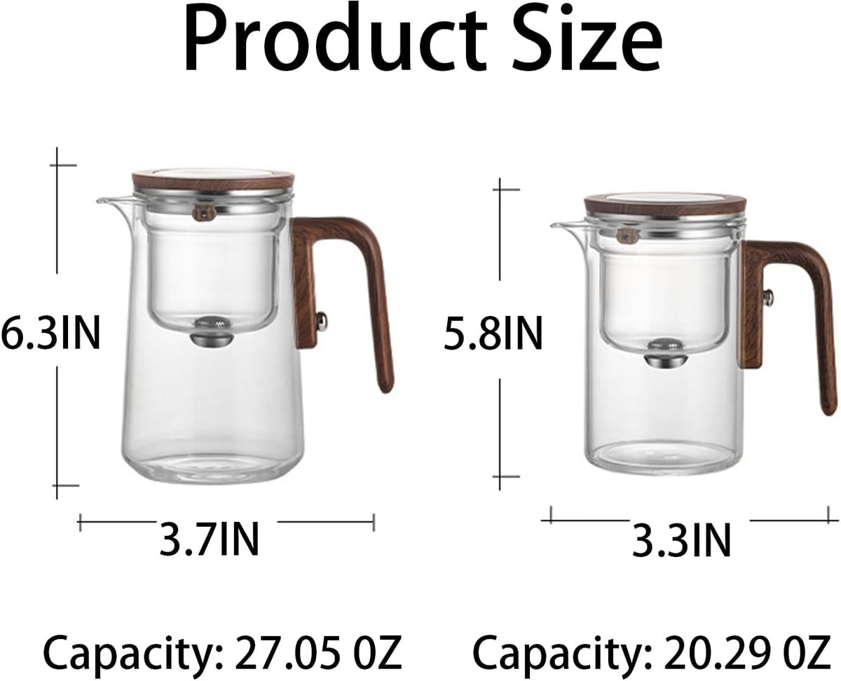 Enchanti Tea Pot, Witchcraft Magic Glass Teapot with Infuser Strainer and Lid for Loose Leaf Tea Herbal, Magnetic Water Separation Tea Maker Kettle Clear Enchantipot (600ml)