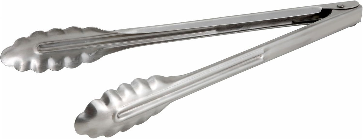 Winco Stainless Steel, Coiled Spring Utility Tong Heavyweight, 12-Inch, Medium