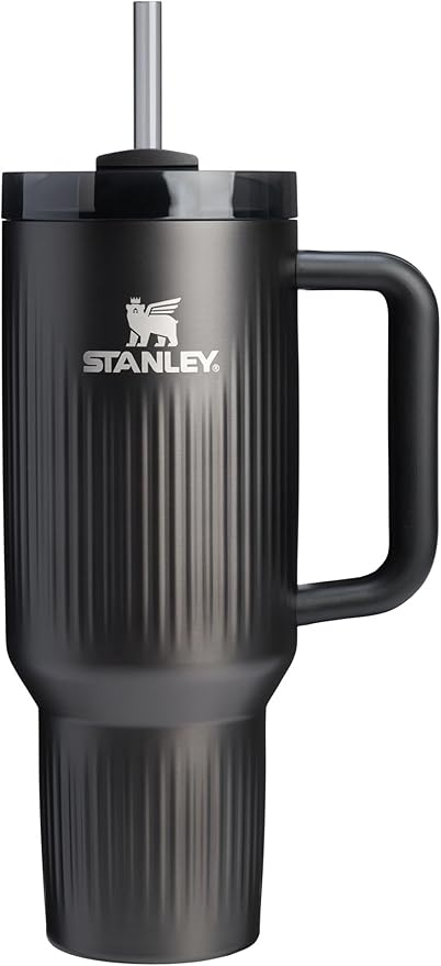 STANLEY Quencher H2.0 Tumbler with Handle and Straw 40 oz | Flowstate 3-Position Lid | Cup Holder Compatible for Travel | Insulated Stainless Steel Cup | BPA-Free | Fluted Black