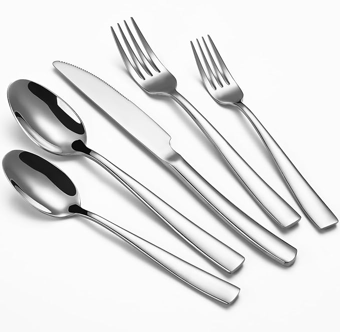 20-Piece Silverware Set, Heavy Duty Stainless Steel Flatware Cutlery Set Service for 4, Food-Grade Utensil Sets for Home Restaurant, Dishwasher Safe