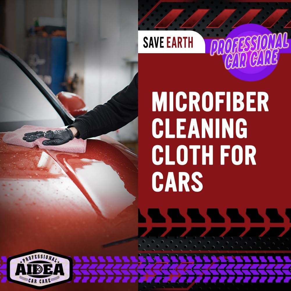 AIDEA Microfiber Cleaning Cloth Pink 20PK, Microfiber Towels for Cars, Premium Car Cloths, Dusting Cloth Lint Free Cleaning Rags for SUVs, House, Kitchen, Window, Workshops,12×12"