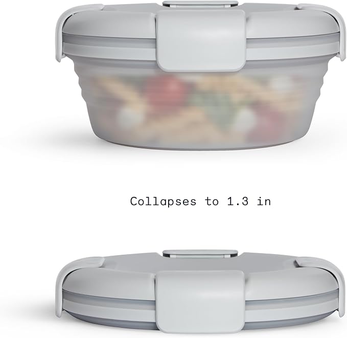 STOJO Collapsible Bowl - Translucent Cashmere, 36oz - Reusable Silicone Bowl for Hot and Cold Food - Perfect for Travel, Meal Prep, To-Go Lunch, Camping & Hiking - Microwave & Dishwasher Safe