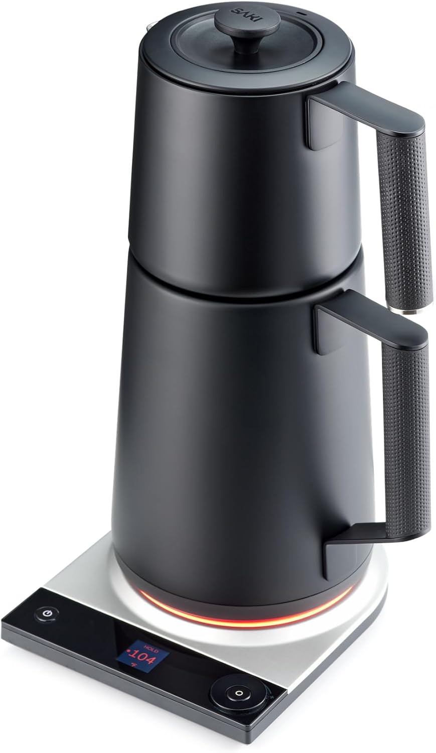 SAKI Turkish Tea Maker Machine Pro, Electric Double-Pot Teapot 1.75L 120V, 120 Min Keep-Warm, Stainless Steel BPA-Free, Auto Shut-Off & Boil-Dry, LED Brew Ring, Matte Black